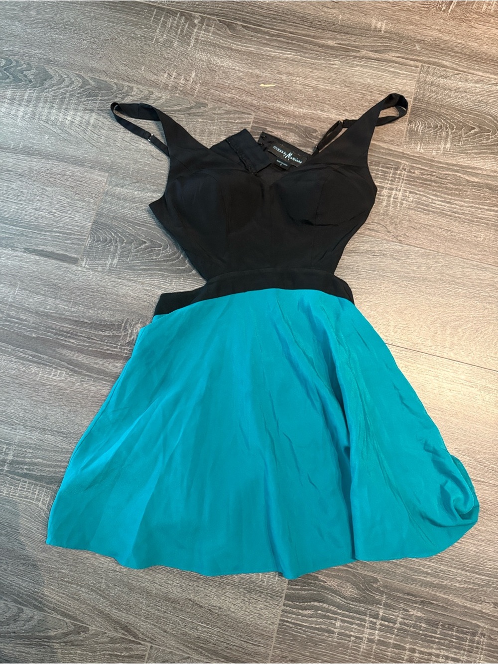 Marciano Women’s Black and Teal A-Line Dress